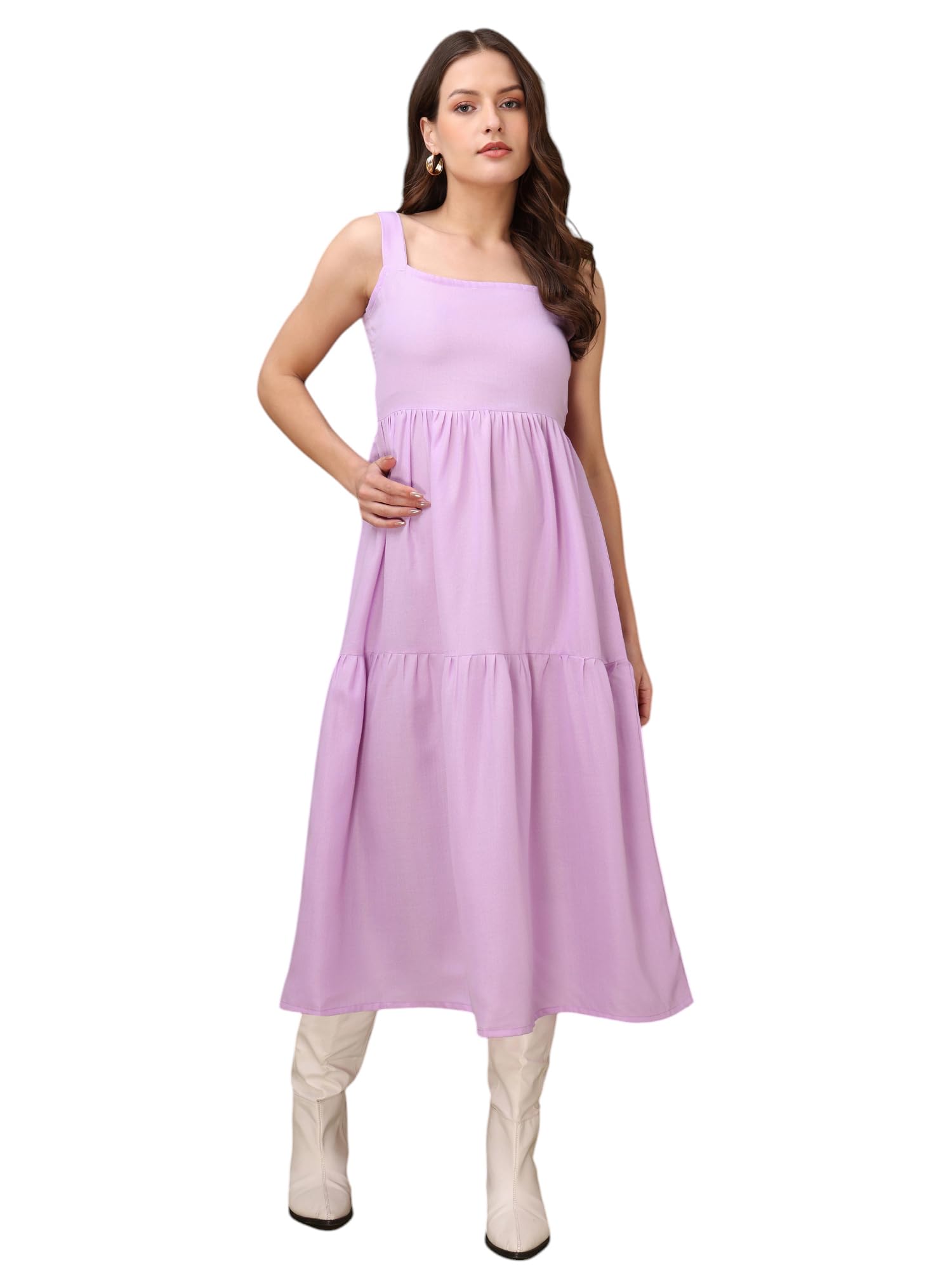 purvaja Women’s Square Neck Casual Cotton Dress (Floe-148-152)-picture-23