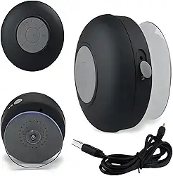 Caixa de Som Bluetooth à Prova D'água para Banheiro, Mini Alto-falante Portátil com Ventosa, Preto