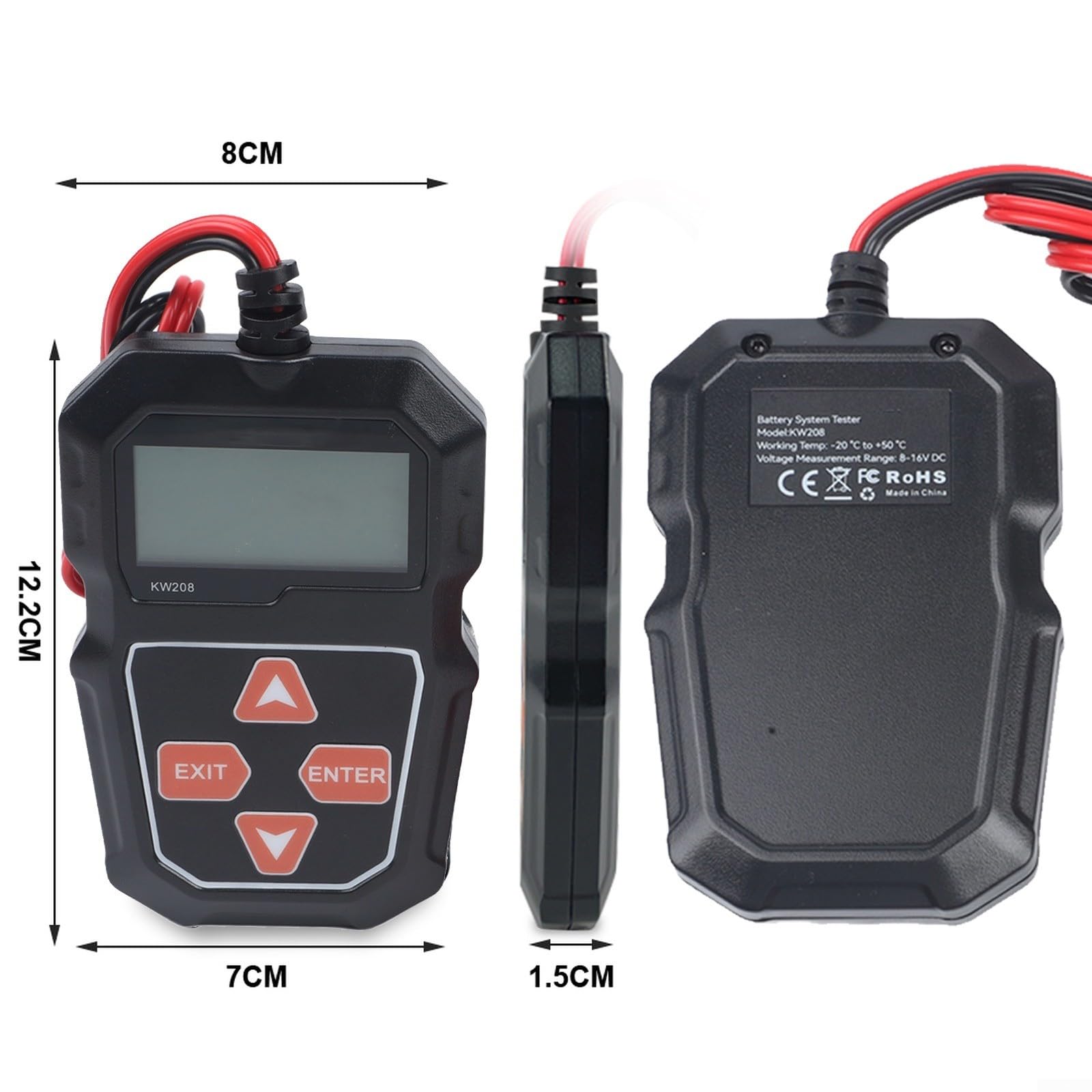 Probador de coche de 6 V 12 V para Konnwei KW208, para analizador de gel AGM con comprobación de resistencia interna de voltaje, herramienta de diagnóstico rápido y preciso para taller de