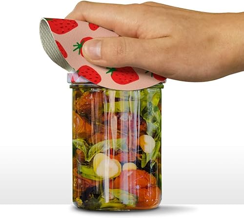 Miniatura 2 de Bonito diseño de fresas de fresa, redondo, de goma, antideslizante, abridor de tapa