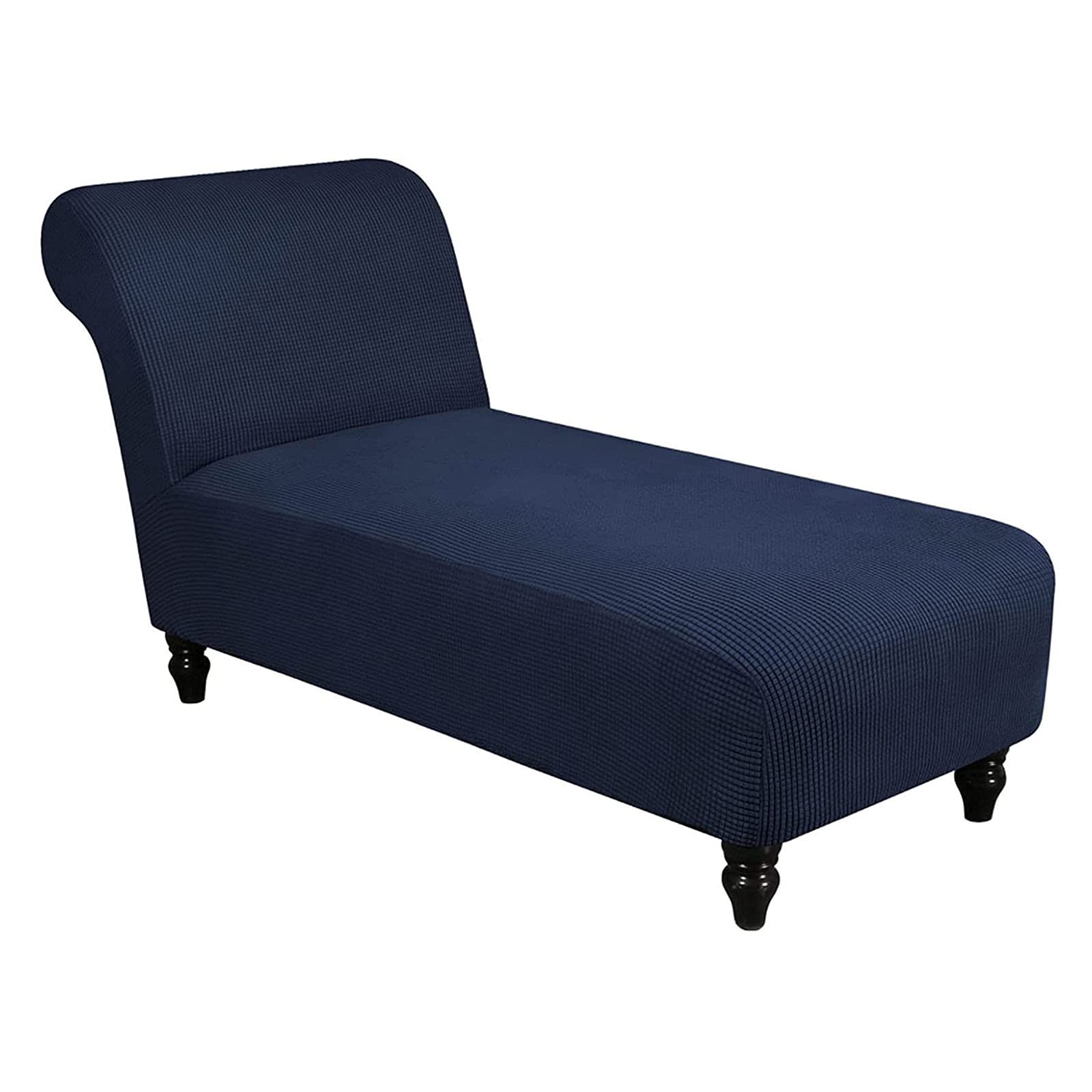 Chaise Lounge Slipcover Armless,Indoor Jacquard Chaise Chair Covers Stretch Non Slip Washable Furniture Protector for Living Room-Navy-One Size