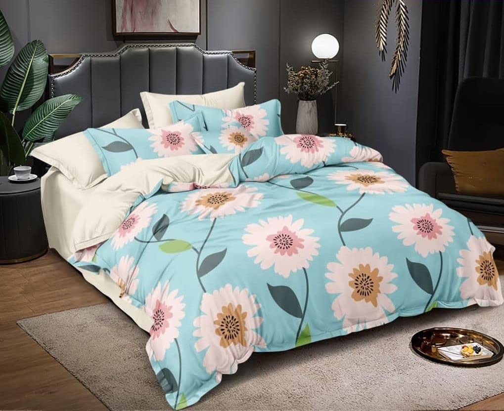 BhaiJi BedSheet Glace Cotton 350 GSM AC Comforter/Blanket/Duvet/Summer Quilt, Bed Sheet Set Double Bed with Pillow Covers (Green Floral) (B0C2C4CP3B) Amazon Price History, Amazon Price Tracker