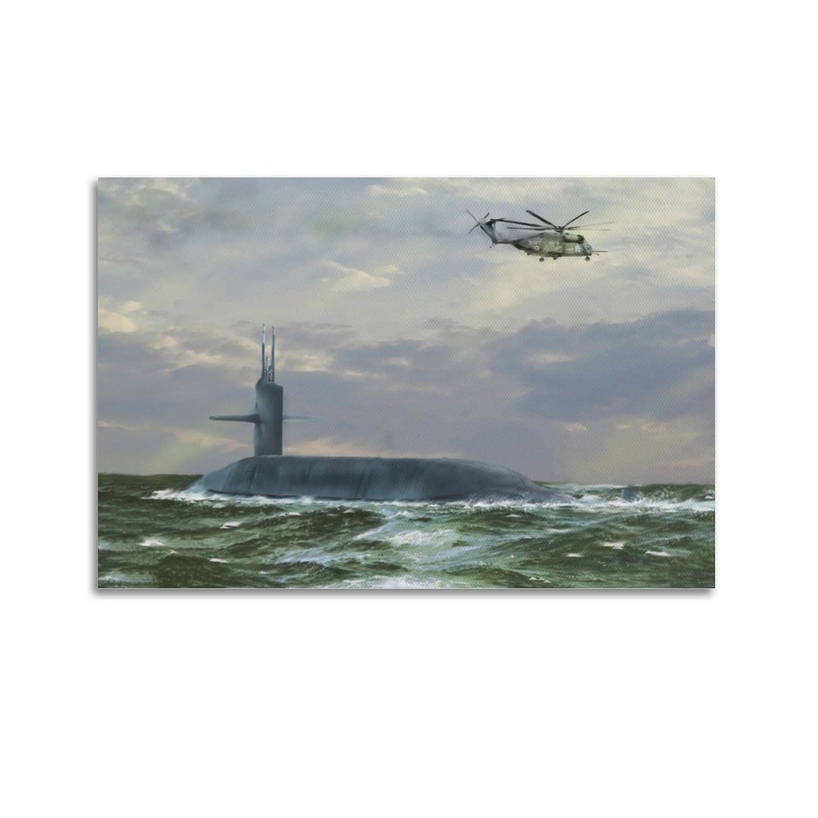 WPHSFX Vintage Submarine Poster Trident Submarine Sea Trials 1987 Poster Decorative Painting Canvas Wall Posters And Art Picture Print Modern Family Bedroom Decor Posters 12x18inch(30x45cm)