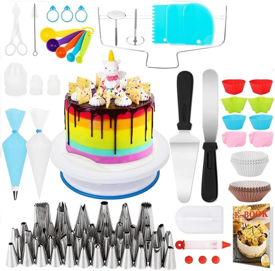 220 Piece Cake Turntable Set Decorative Baking Tool with Flower Mouth Decoration Cream Scraper