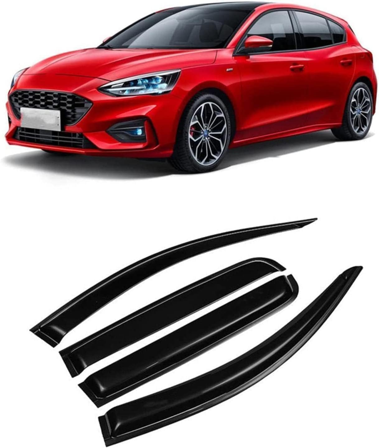 Plakdfuu Normal Wind Deflectors Rain Guards For Ford Focus 4 Mk4 2019-2022 4Pcs, Side Window Visors Block Uv & Rain, Fresh Air Flow