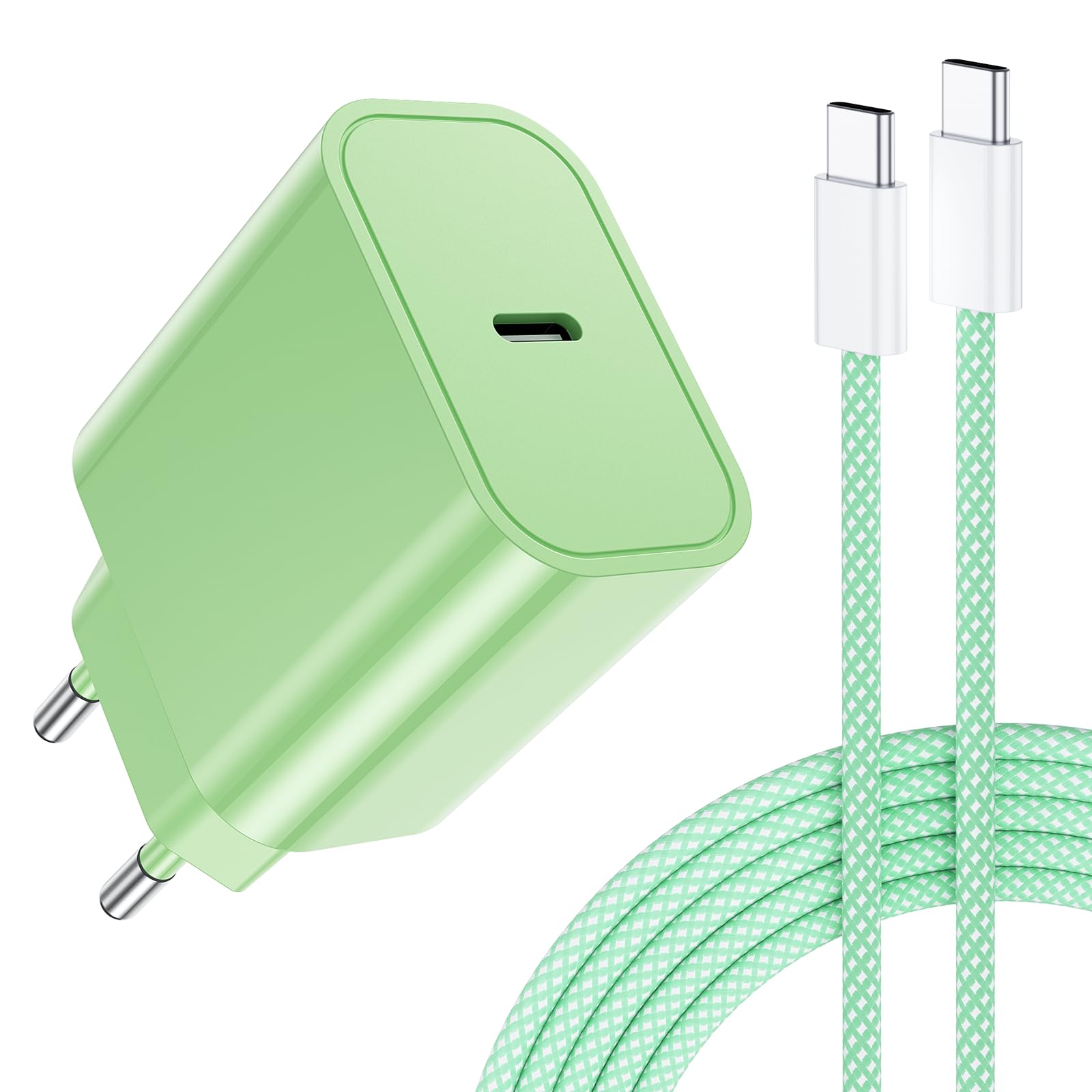 25W Caricatore for iPhone 17 16 Pro Max Plus /15 Series, iPad, Samsung S25 S24 S23, Rapido Presa USB C con 60W Cavo USB C 2M, Alimentatore USBC Caricabatterie Spina Typ C Adattatore Fast Charger