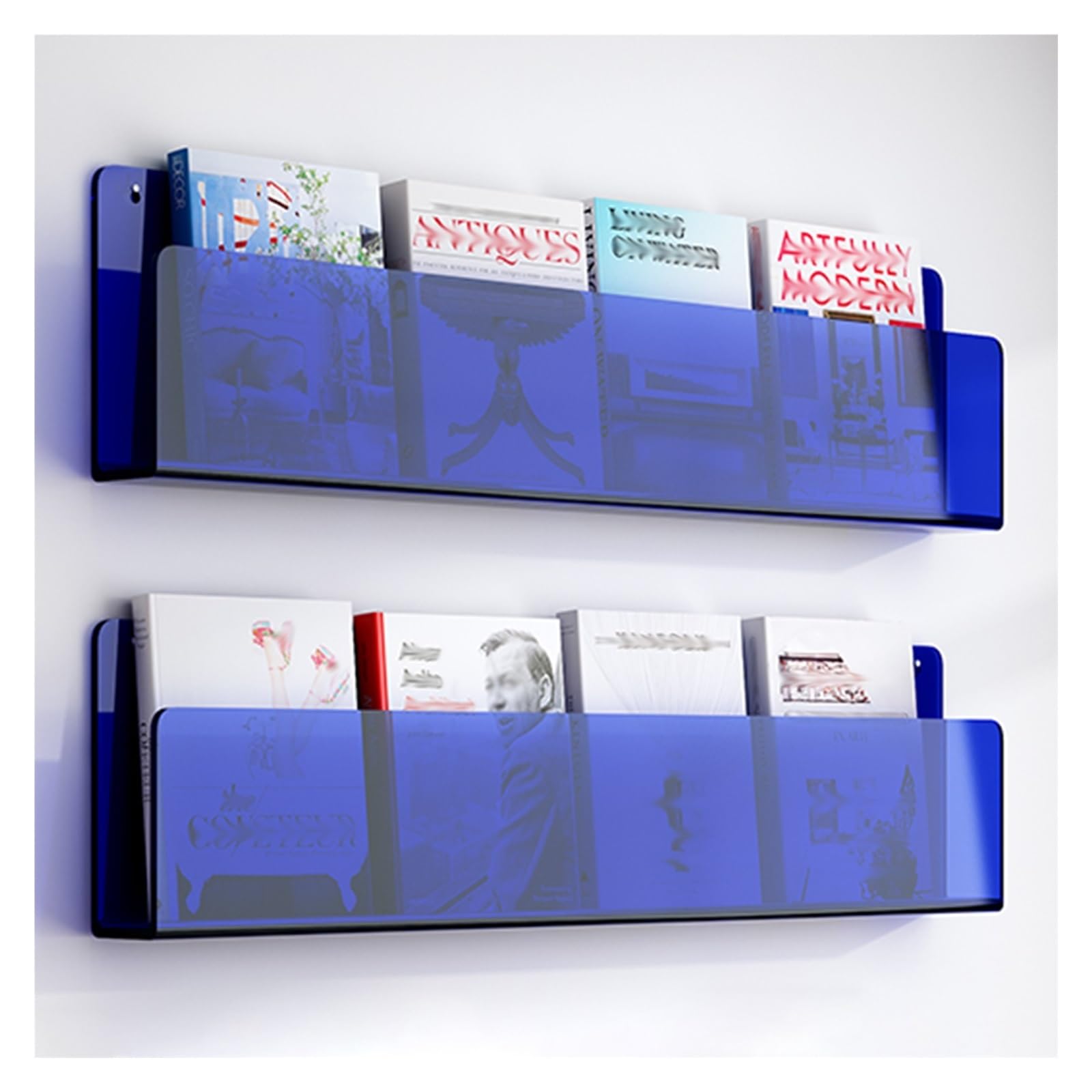 zeitungsständer 2 Pack Acryl Broschürenhalter Wandmontage, Zeitschriftenständer Bad 40 60 80 100 120 cm, Zeitungsregal Aktenständer für Prospekte/Speisekarten/Zeitschriften(Blue,L 80cm/31.5in)