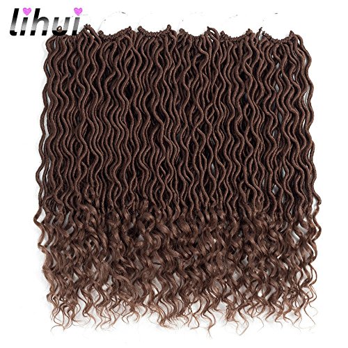 Lihui 6pcs/lot Goddess Locs Crochet Hair Wavy Faux Locs with Curly Ends Synthetic Braiding Hair Extension (20inch(6-PACKS), #30)