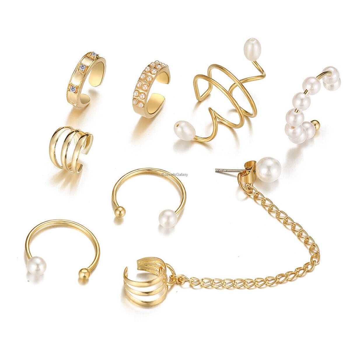 Jewels Galaxy Jewellery For Women Gold Plated Contemporary Earcuffs Set of 8 (JG-PC-ERGJ-8691) (B0BLSTFR39) Amazon Price History, Amazon Price Tracker