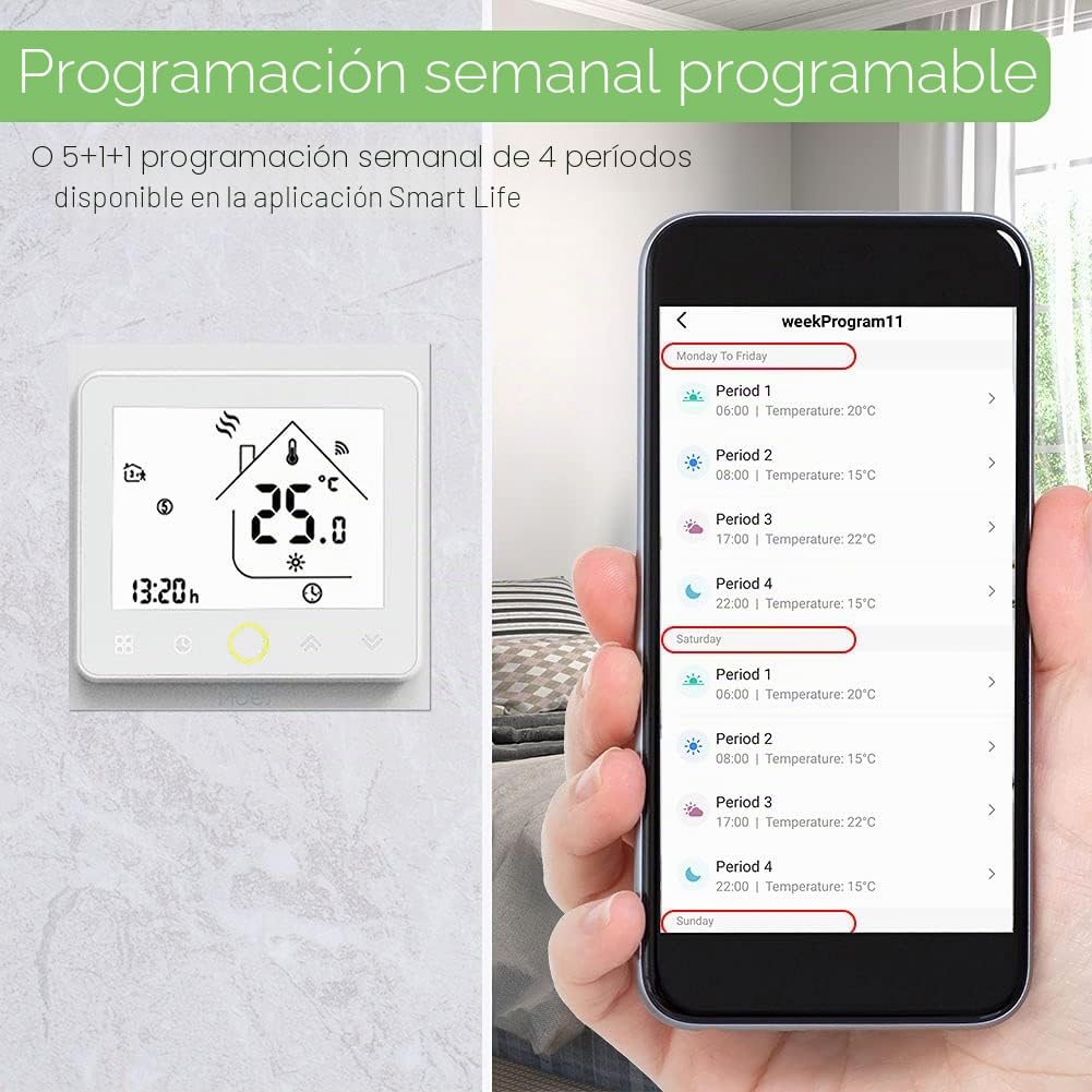MOES Termostato ZigBee, caldera de agua inalámbrica inteligente, calefacción por suelo radiante, 5A, aplicación Smart Life Tuya compatible con Alexa Google, requiere Tuya ZigBee Hub | Controlador de gas, control remoto aplicación Smart Life/Tuya, compatib