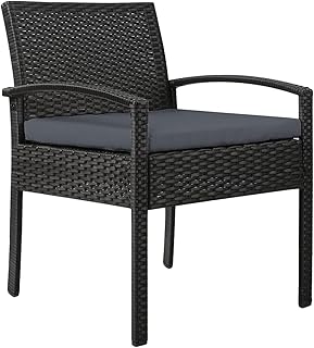 Gardeon Outdoor Dining Chairs Wicker Patio Deck Chair, Lounge Armchair Garden Furniture Seating Backyard Indoor, Cushion w...