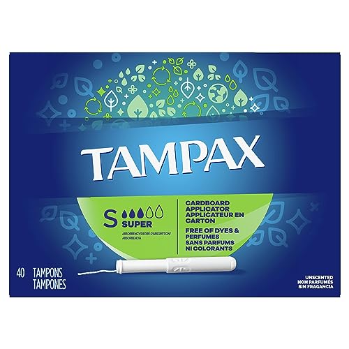 Image of Tampax Tampons, Super Absorbency | Cardboard Applicator | Leakguard Skirt | Unscented | 40 Count Pack