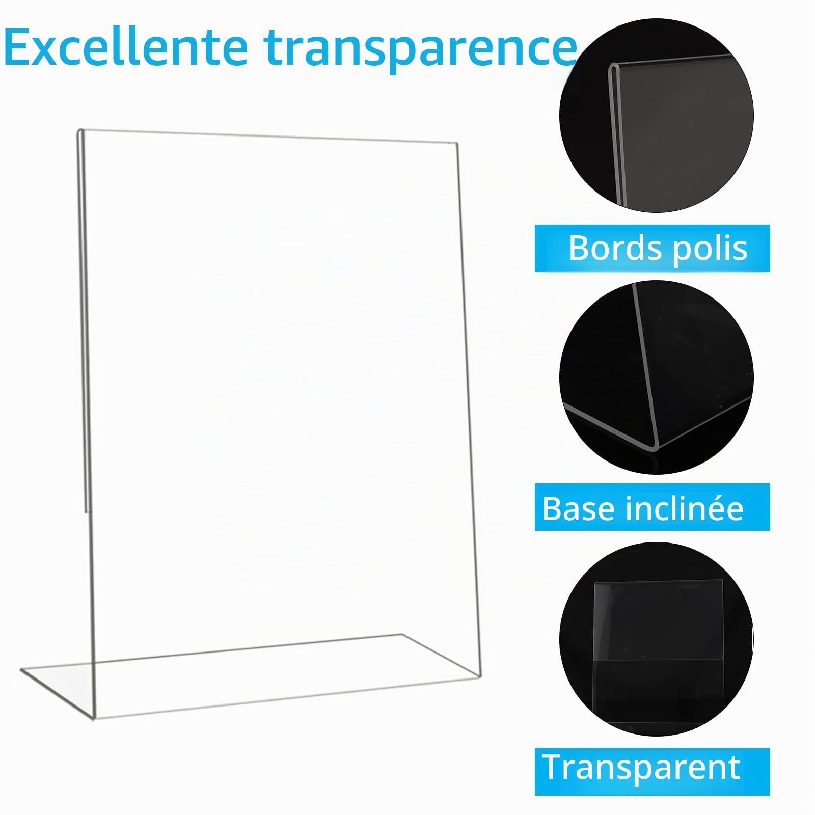 JMIATRY Lot de 10 Presentoir A4, Porte Affiche A4, Présentoir De Table pour les Hôtels, Restaurants, Comptoirs de Magasins - 210x297MM