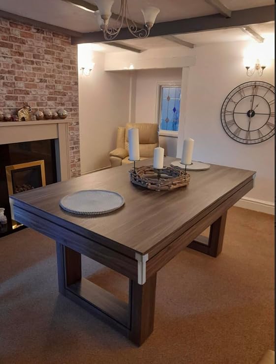 6ft or 7ft Pool Table with Dining Top and Table Tennis in Stylish Colours with Chrome Corner Caps Multi Use Games Table with Accessories Included