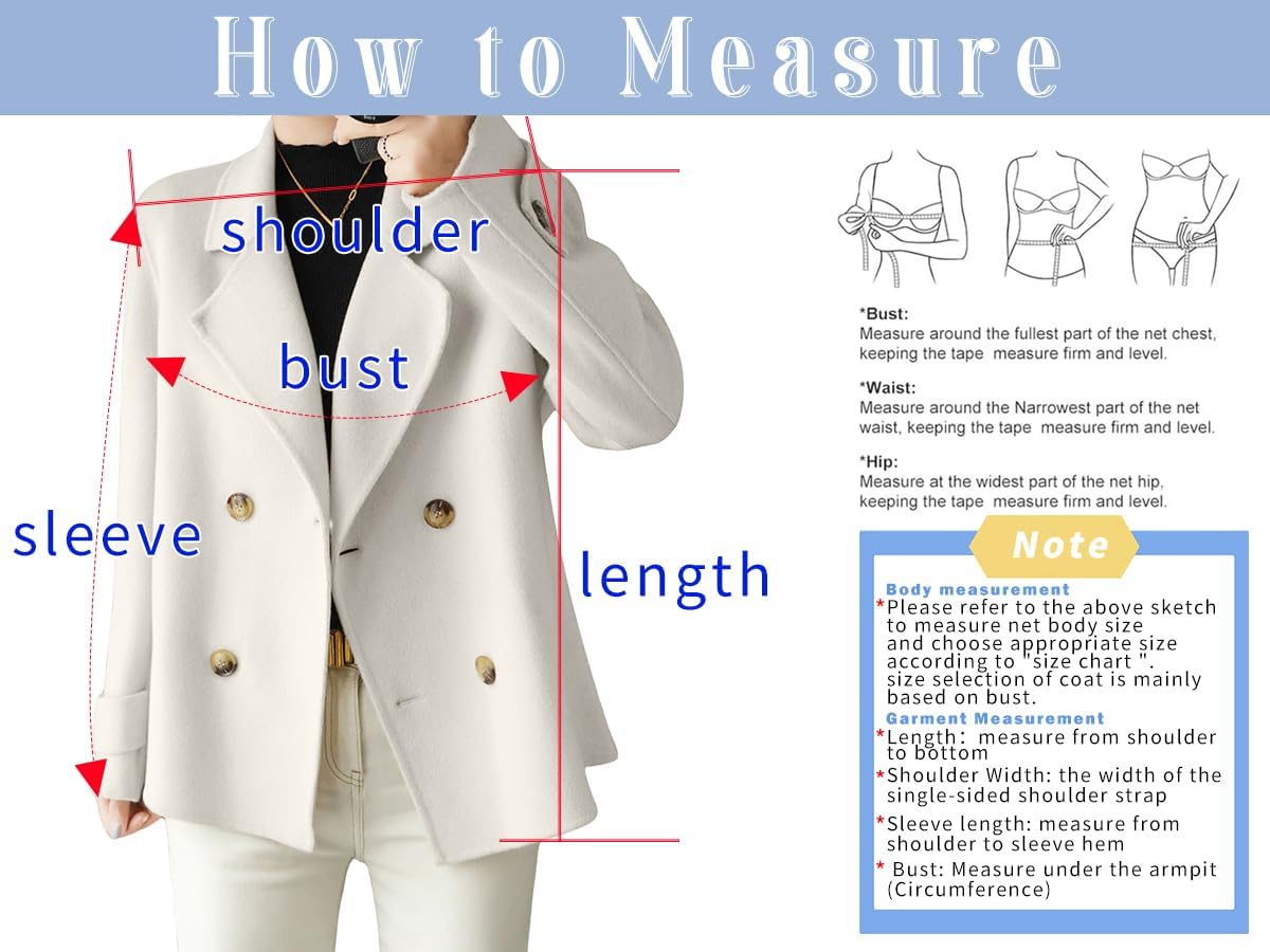 Chouyatou Pea Coat Measurement Guide