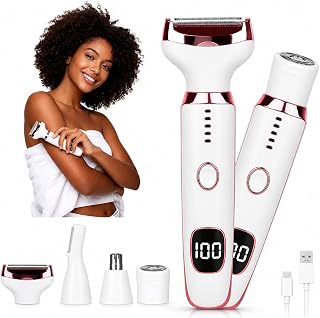 Electric Razors or Women Men, 2026 Wet/Dry Lady Electric Shaver,4 in 1 LED Display Hair Remover with IPX7 Waterproof,Smooth & Silky Portable Bikini Electric Grooming Set (Pink)