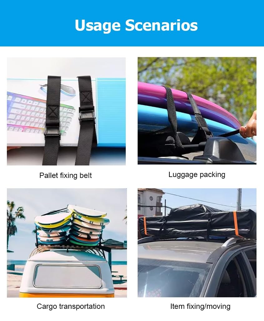 Metall-Zurrgurt, Zurrgurte for Lastkraftwagen, Boote, Motorräder, Kajaks mit Einer Ladung von bis zu 551 Pfund(Red2,1.0m/3.3Ft)