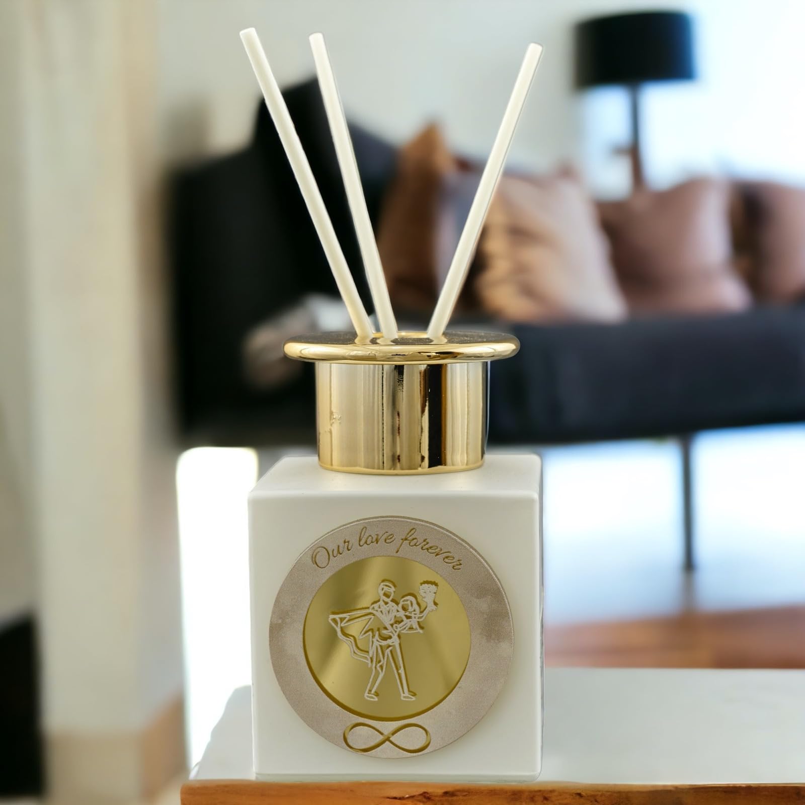 Doni Bomboniere Matrimonio 5PZ Diffusore Essenza con Sposi Innamorati Partecipazioni Utili 50 Anniversario Complete Wedding Idee Originali Economiche Eleganti Nozze Particolari Simbolo Infinito E