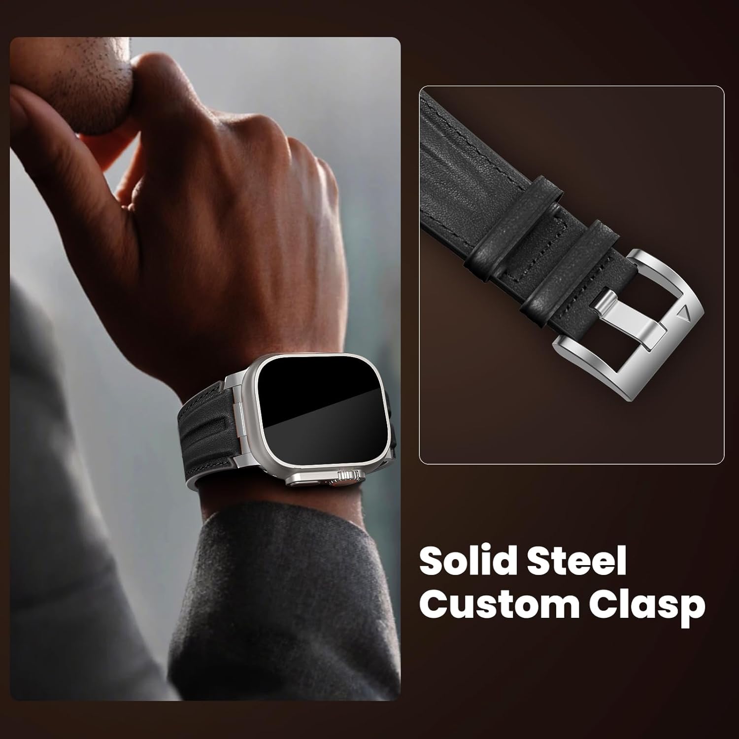 Top Grain Genuine Leather Compatible with Apple Watch Ultra 3 Band 49mm 46mm 45mm 44mm 42mm, Handcrafted Vintage Leather Strap for Women Men iWatch Ultra 2/1 Series 11 10 9 8 7 6 5 4 3 SE - Image 6