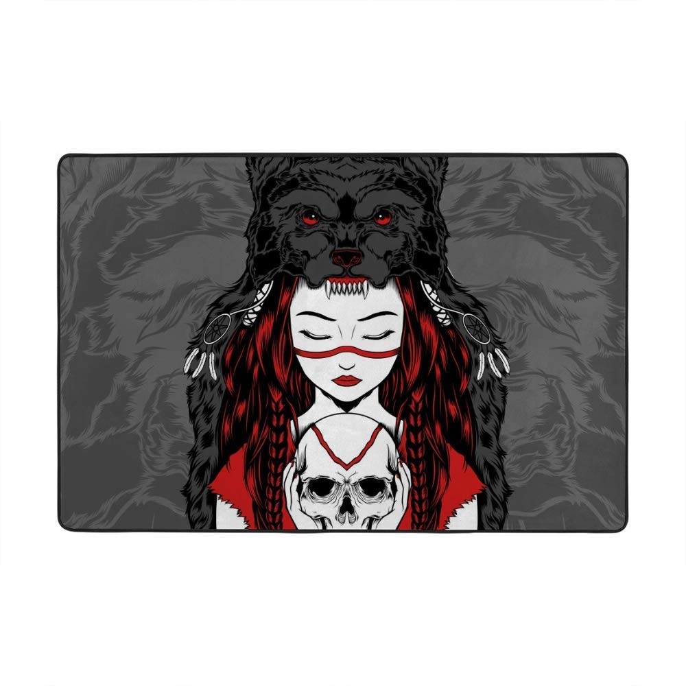 Tapis indien loup Ruchen pour réchauffer un salon sol froid