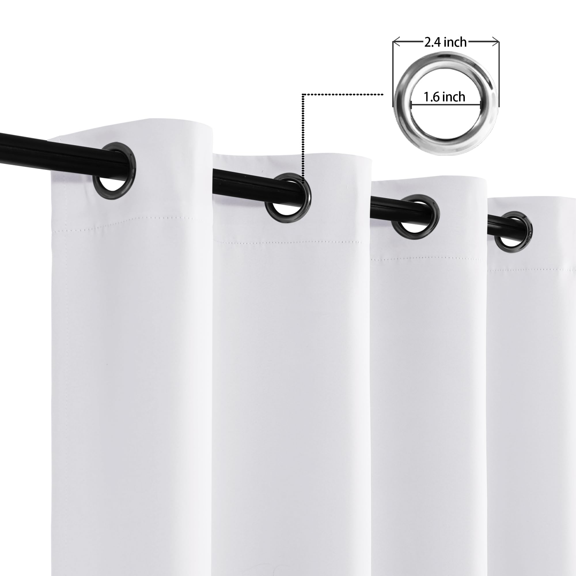 XWZO Tenda per porta, armadio aperto, oscurante, con occhielli, adatta per soggiorno, camera da letto, studio, 1 pezzo, bianco, 260 x 140 cm (altezza x larghezza)