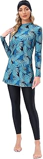 Yajun Roupa de banho muçulmana modesta feminina islâmica hijab burkinis roupa de banho com cobertura completa elástica plus size manga longa roupa de praia