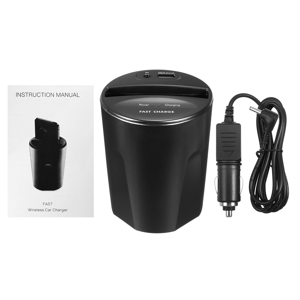 Szybka bezprzewodowa ładowarka Qi 10 W samochodowy uchwyt na kubek wyjście USB do iPhone'a X 8 S8