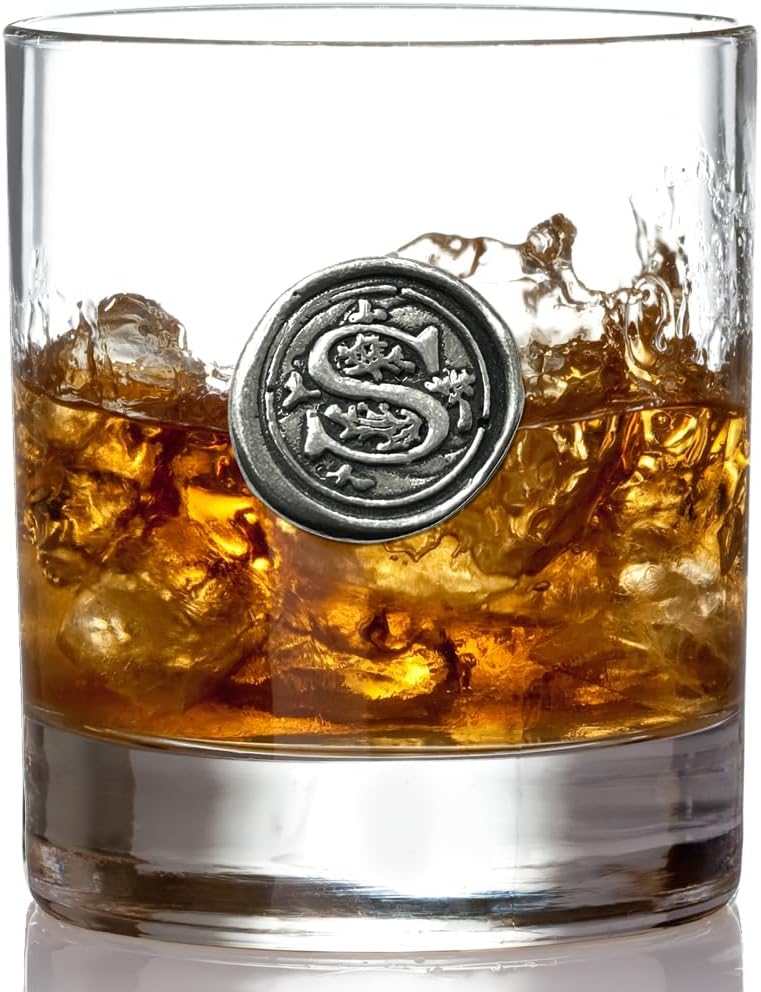 English Pewter Company 11oz Old Fashioned Whiskey Rocks Glass With Monogram Initial - Unique Gifts For Men - Personalized Gifts With Your Choice of Initial (S) MON119 - Image 4