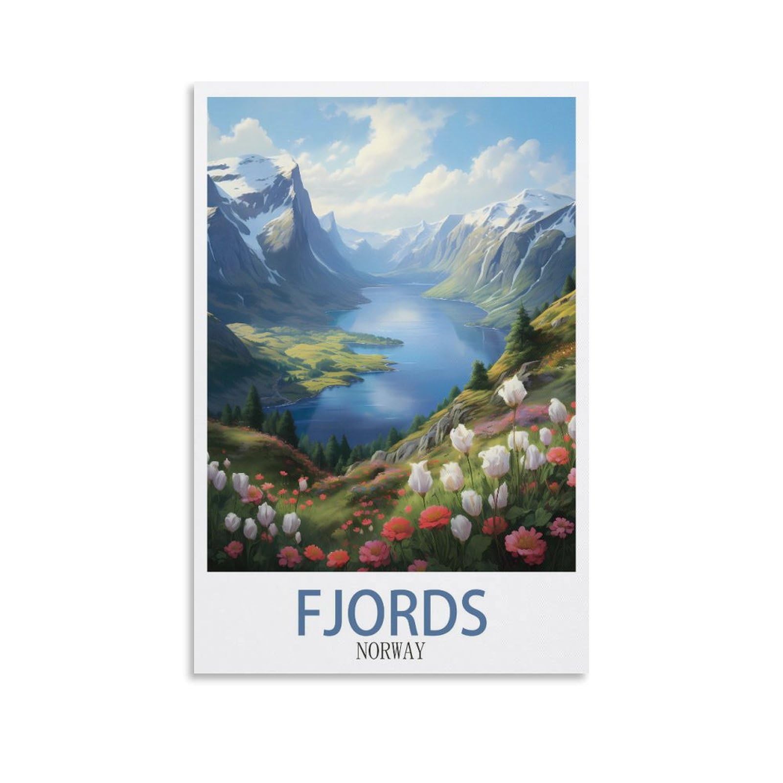 ZBBGGOZ Fjords Norway Vintage Travel Poster 08x12inch(20x30cm) Canvas Wall Posters And Art Picture Print Modern Family Bedroom Decor