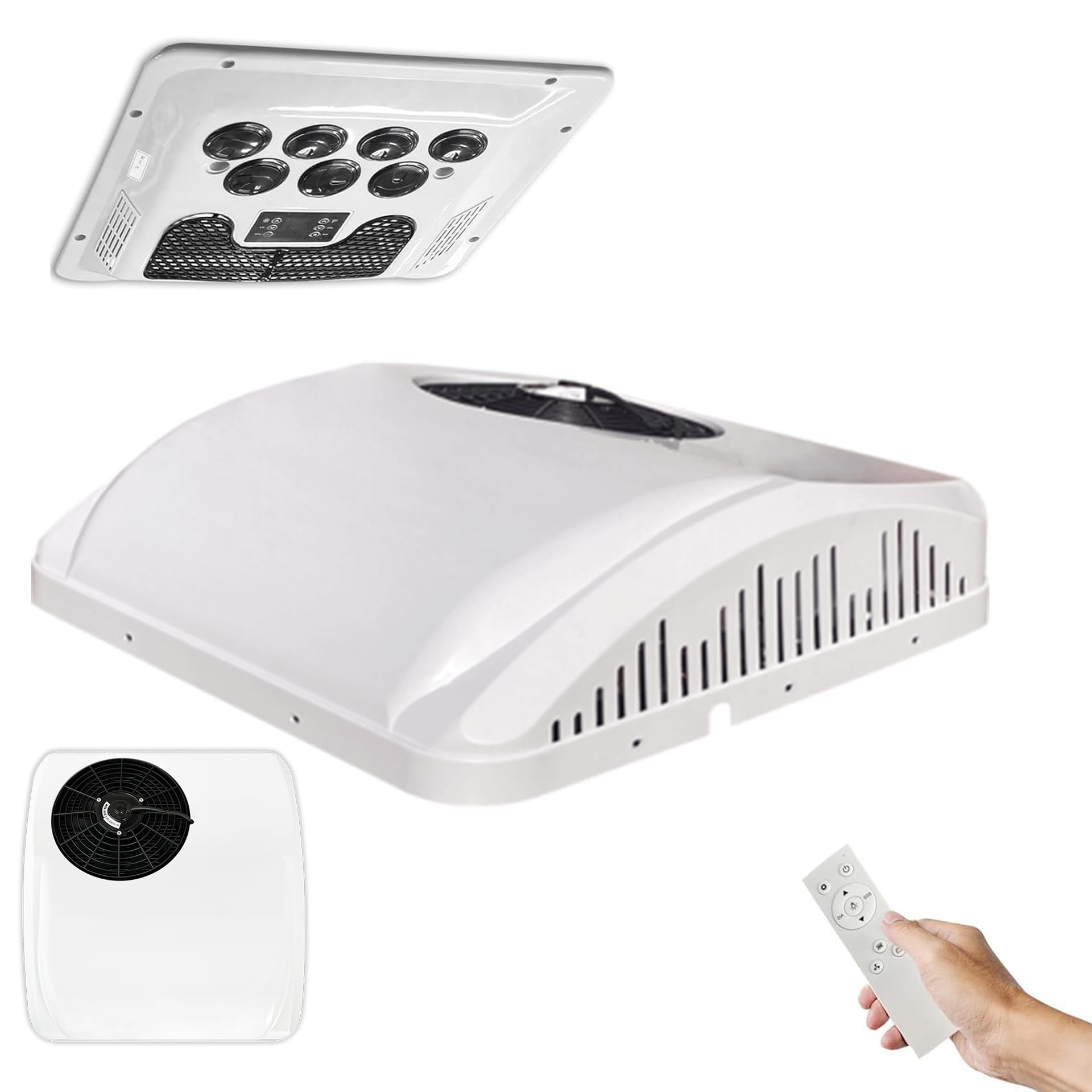 Condizionatore d'aria da tetto per camper, 12 V CC, raffreddamento silenzioso 11000 BTU e riscaldamento AC 3500 BTU, ventola a 3 velocità per camper, roulotte, camper e camion