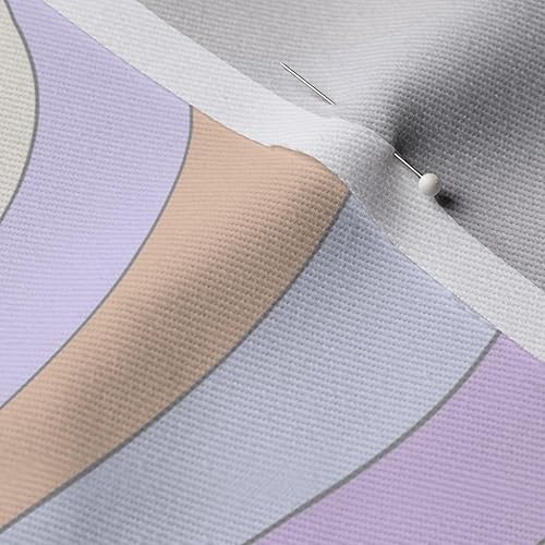 Miniatura 7 de Spoonflower Tela - Remolino Lila Retro Púrpura Ondas Groovy Ivory 70s Vintage Impreso en tela de mezclilla Fat Quarter - Ropa de peso inferior