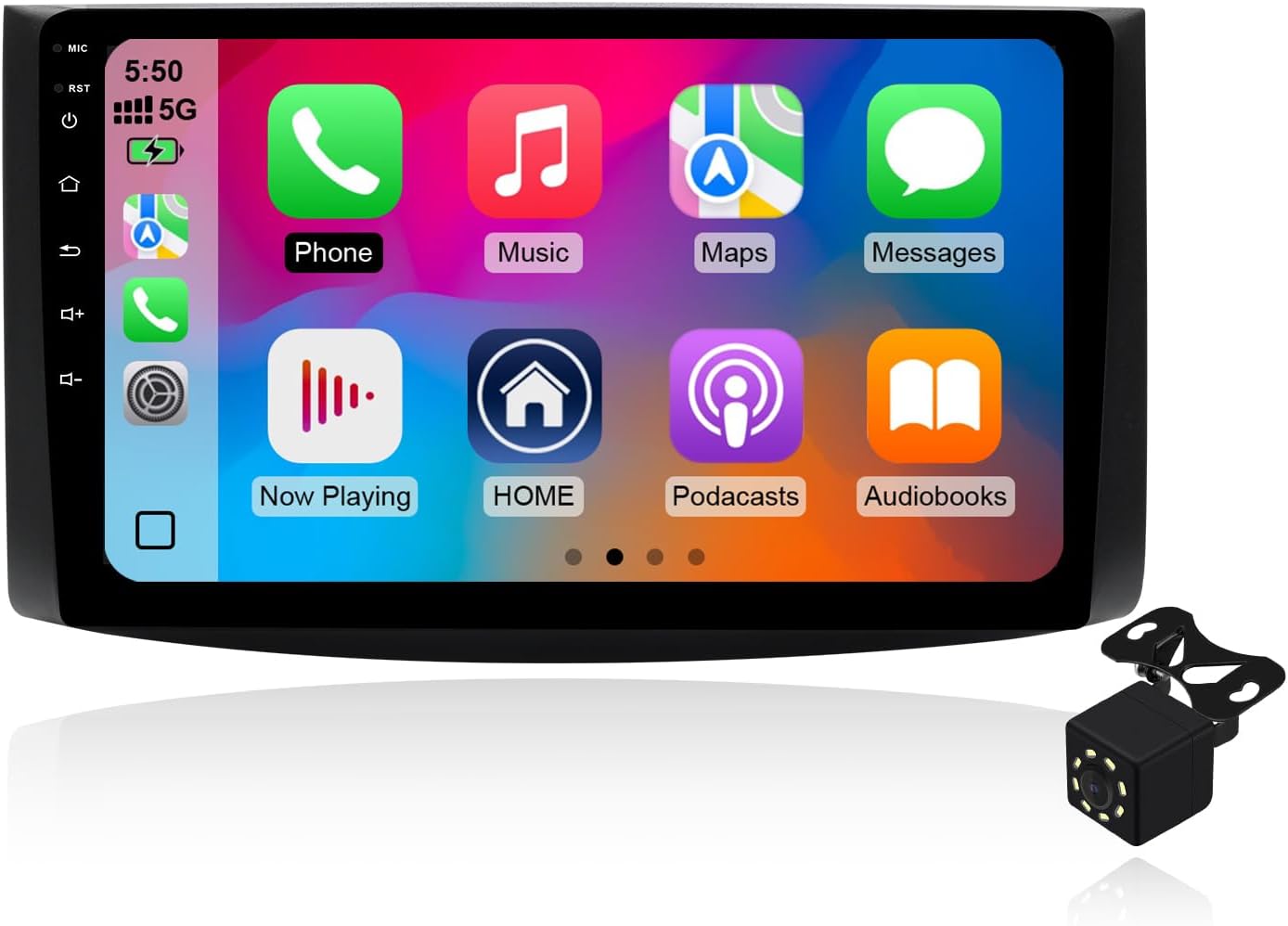 1+32G Android 14 Double Din Car Radio Stereo for Chevrolet Aveo 2006-2012 with 9" Touchscreen Radio Built-in Wireless Carplay/Android Auto/GPS/Bluetooth/FM/AUX-in/SWC/Camera