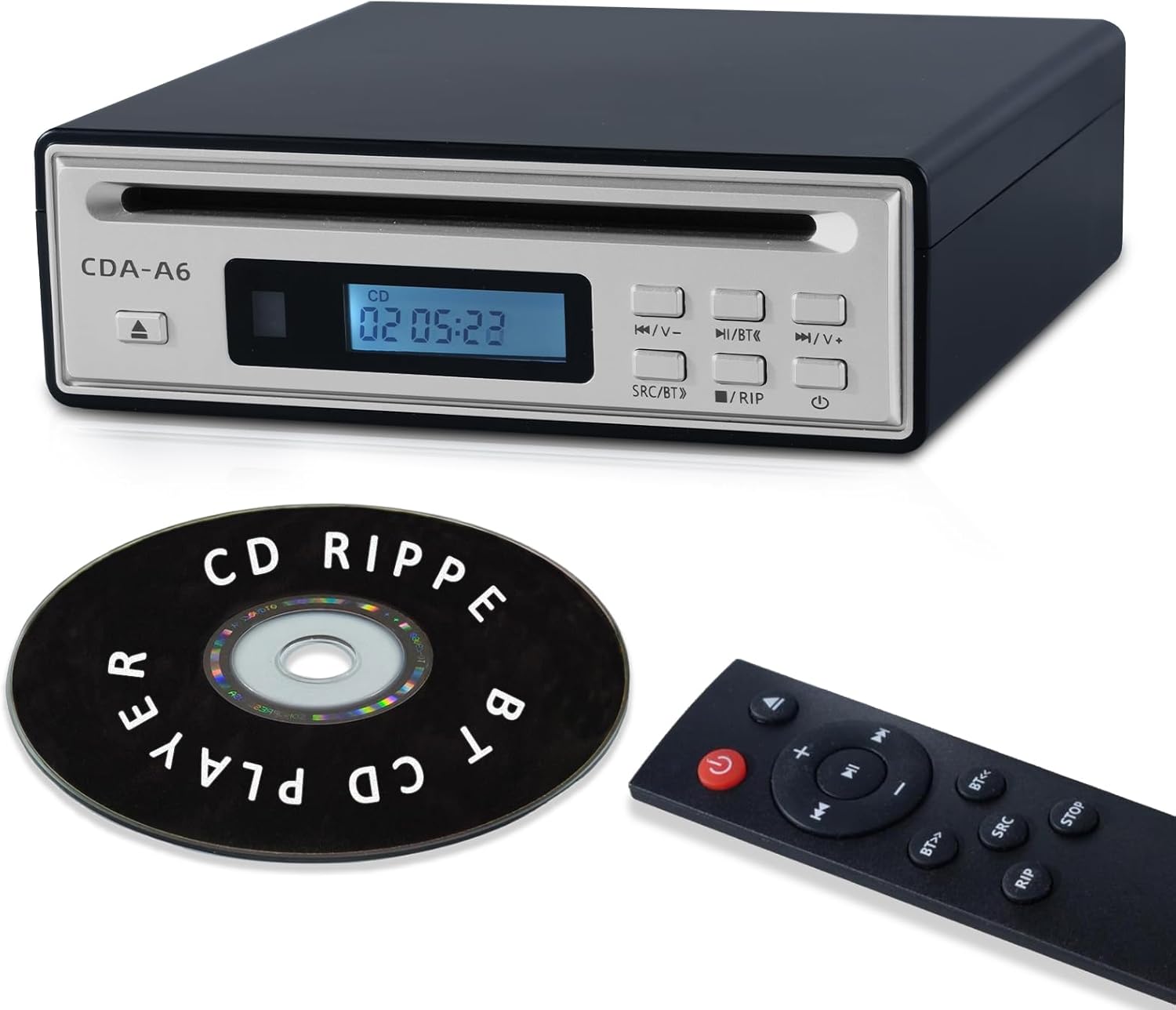 Portable Bluetooth CD Player for Home CD Ripper Hi-Fi Audio CD Player Desktop CD Players Optical and AUX Output，Lossless Sound Quality