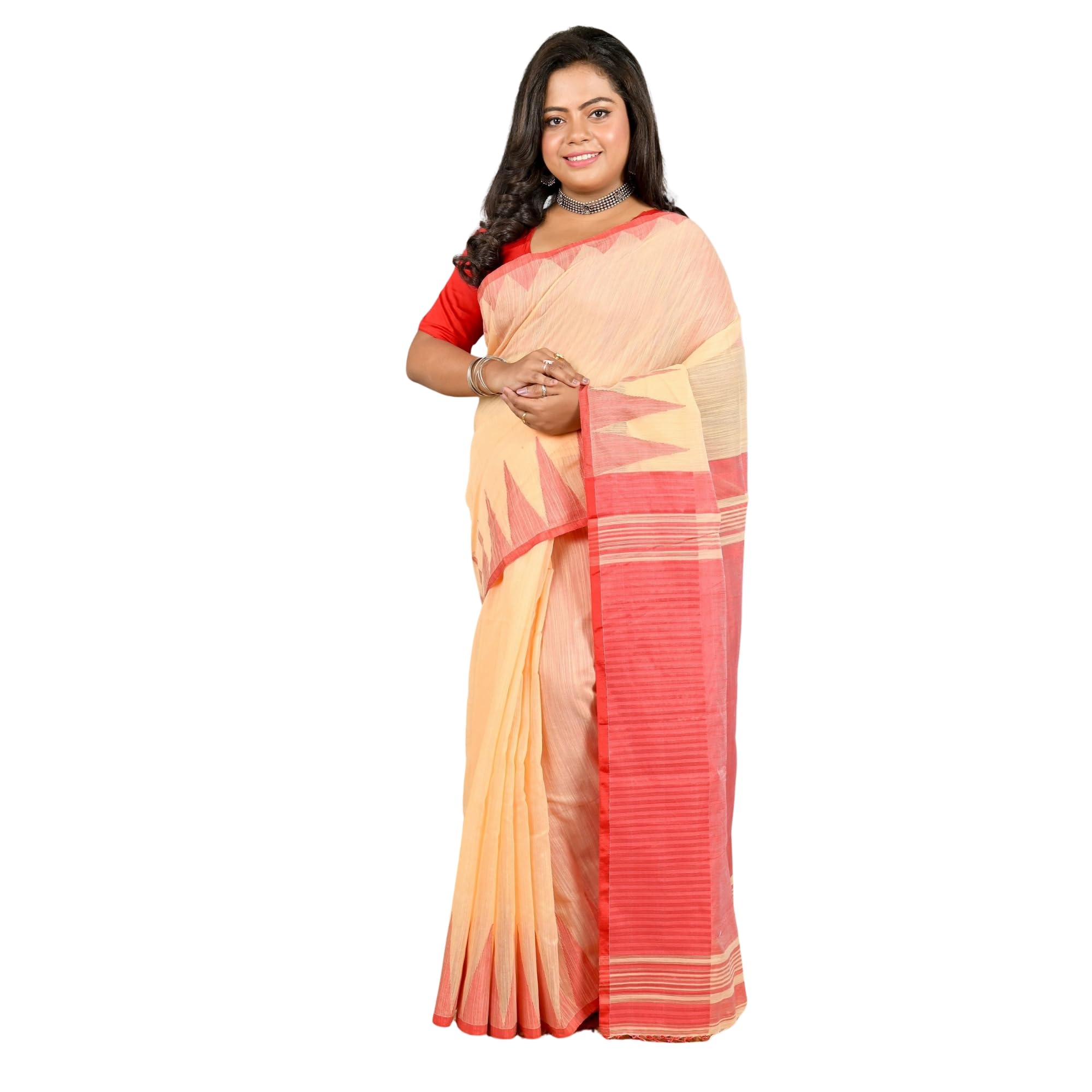 Woven, Temple Border Handloom Cotton Blend Saree-image-46
