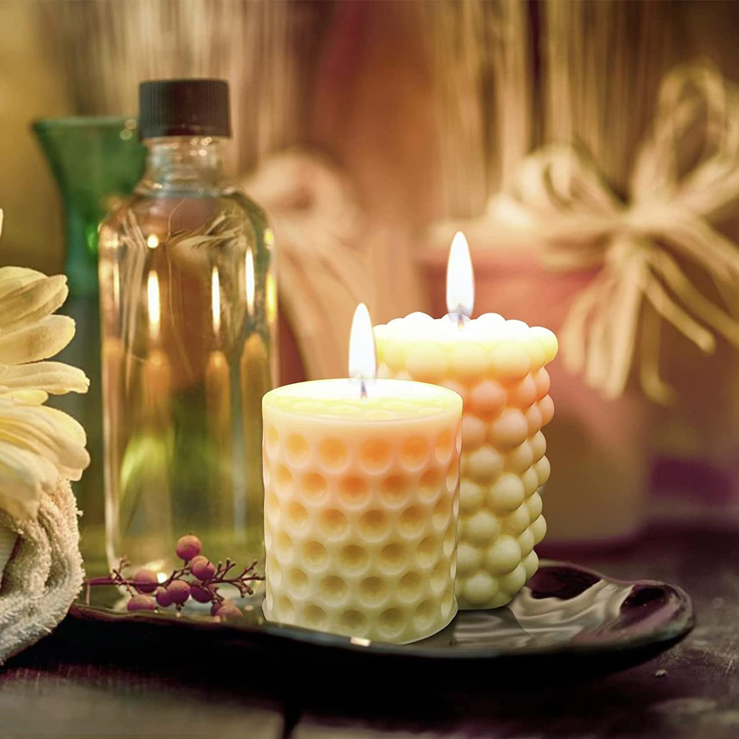 2025 Kerzenformen zum Gießen Kerzen Selber Machen set Kerzen Form Silikon Bubble Kerzen Formen Silikonform Kerzen Selber Machen set für DIY Aromatherapie Kerzen Herstellung qipao 6 9.15