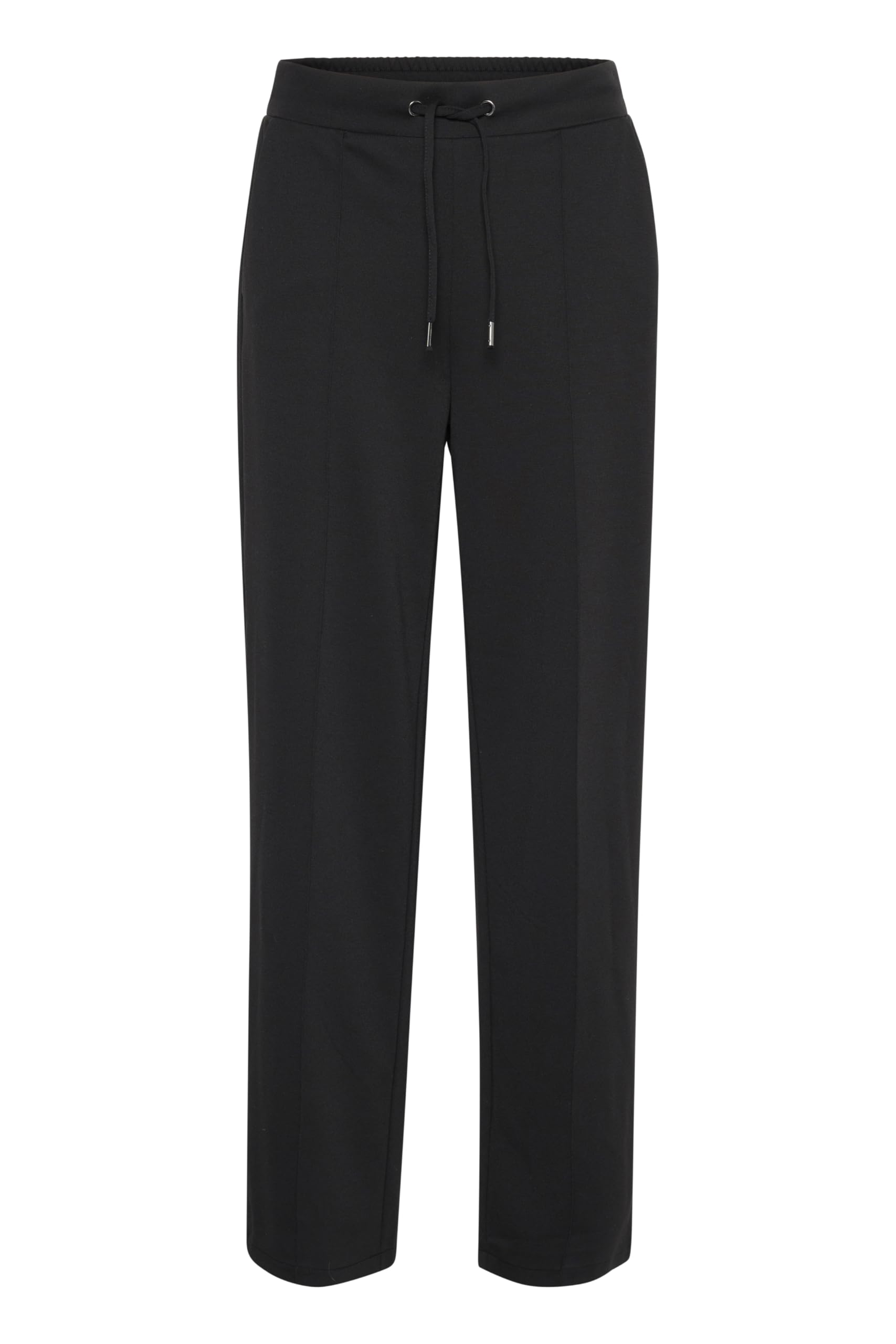 Kaffe Women's Black Deep Pants Elastic Drawstring Waist Wide Legs Full-Length Midrise Waist Pants,