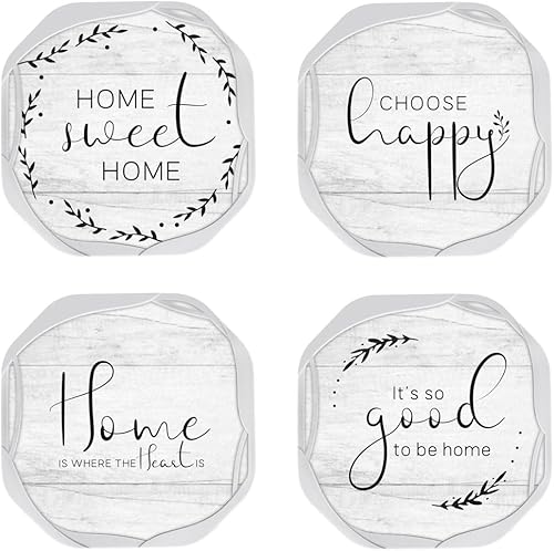 Miniatura 7 de UMIRRO Posavasos absorbentes para bebidas, posavasos de silicona retro rústico con inserto de fieltro para decoración de mesa de café, estilo 24.