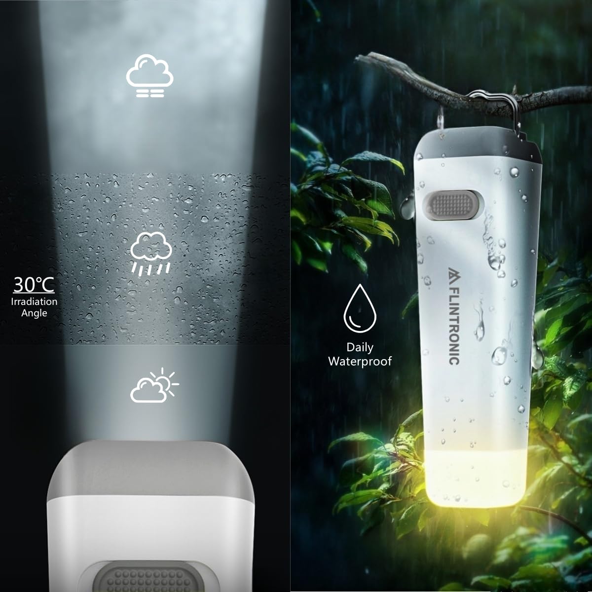 Torcia LED Ricaricabile Flintronic 1200mAh - Impermeabile, Power Bank Integrato, Per Campeggio Ed Emergenza - Foto 2