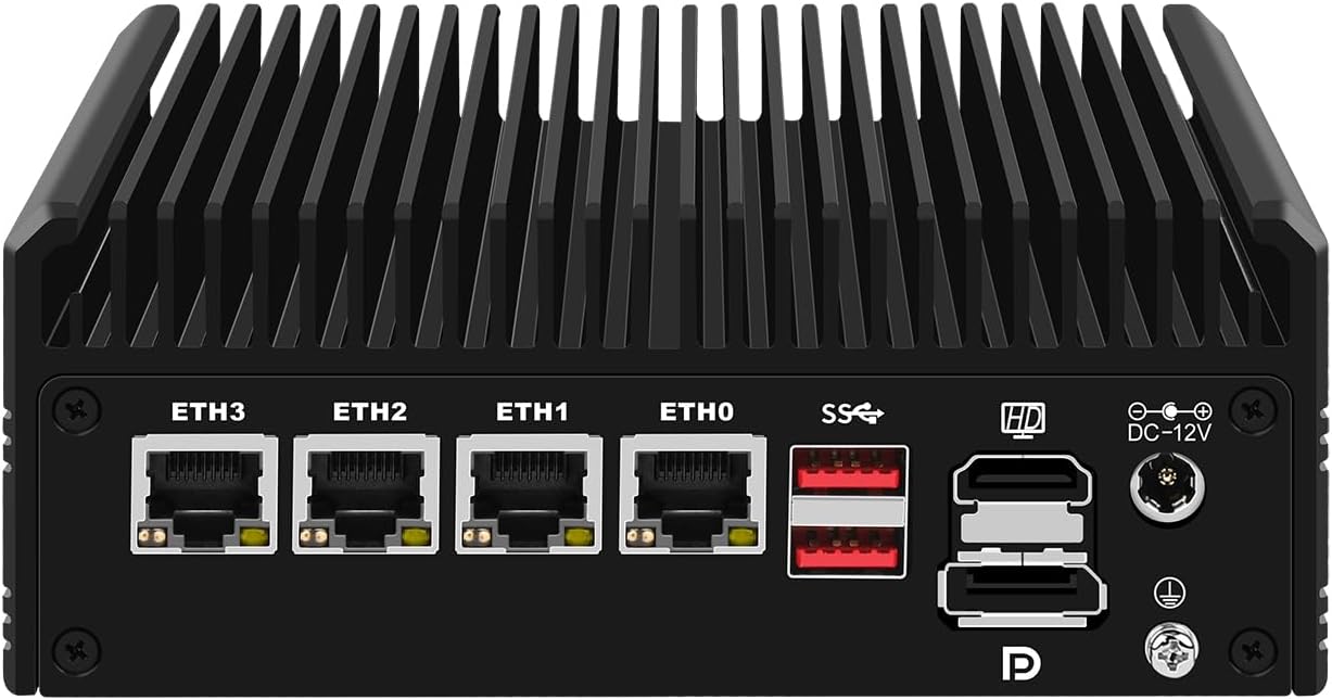 HUNSN Triple Display Micro Firewall Appliance, Mini PC, PFSense, Mikrotik, OPNsense, VPN, Router PC, Alder Lake-N I3 N305, RJ35, 2 x HDMI, DP, 4 x 2.5GbE I226-V, 4G RAM, 32G SSD HUNSN Triple Display Micro Firewall Appliance, Mini PC, PFSense, Mikrotik, OPNsense, VPN, Router PC, Alder Lake-N I3 N305, RJ35, 2 x HDMI, DP, 4 x 2.5GbE I226-V, 4G RAM, 32G SSD