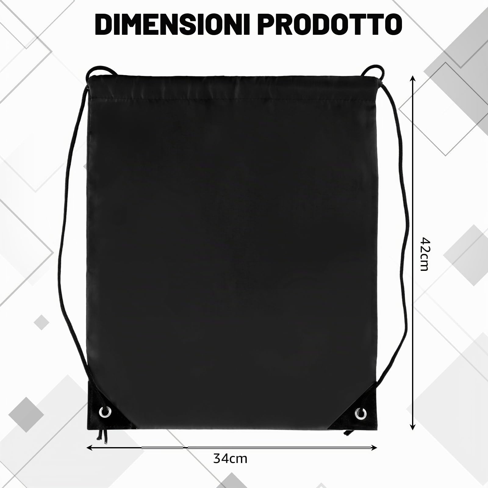 DAJAVE 40 sacchetti da palestra neri con coulisse, in PE, con coulisse, impermeabili, per sport, scuola, palestra, viaggi, nuoto, spiaggia