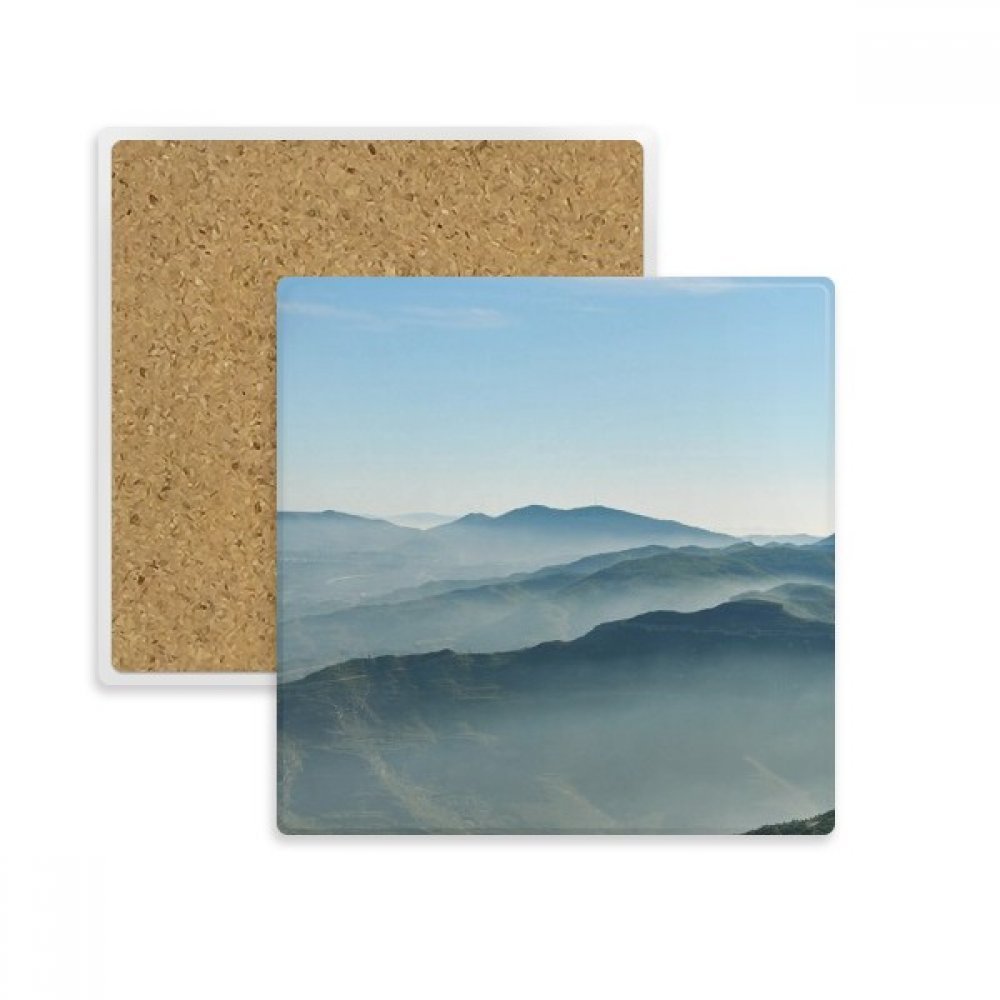 Coaster Carré anti Tache en Pierre Absorbante Motif Montagne pour Table Propre