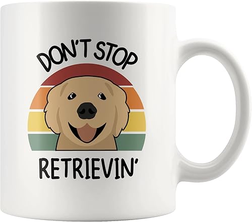 Don't Stop Retrievin Golden Retriever Dog Mom Dad Pet Lover Owner, Retro Vintage Ceramic Coffee Mug 11 onzas, color blanco