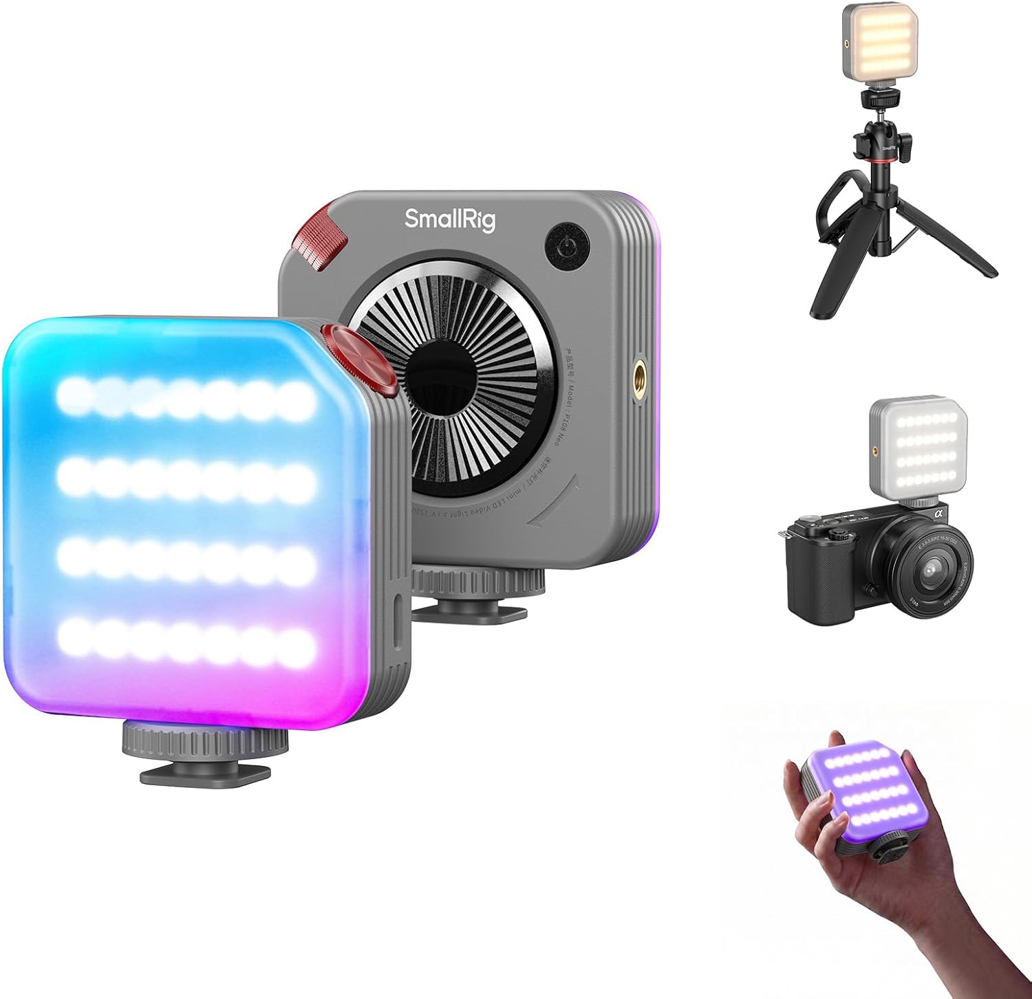 SMALLRIG P108 Neo Mini RGBWW Video Light, Portable Camera Light for Photography, Cold Shoe Light, CRI95+, 2700K-6500K, 1500mAh Battery, Fill Light Accessories for Content Creator, Nebula Gray - 5821