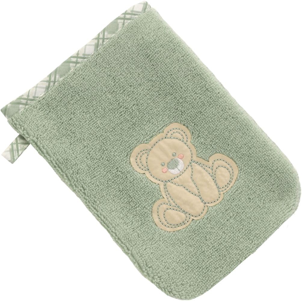 Vossen Teddy Bear Set bestehend aus Kapuzentuch, Handtuch und Waschhandschuh (Eucalyptus)