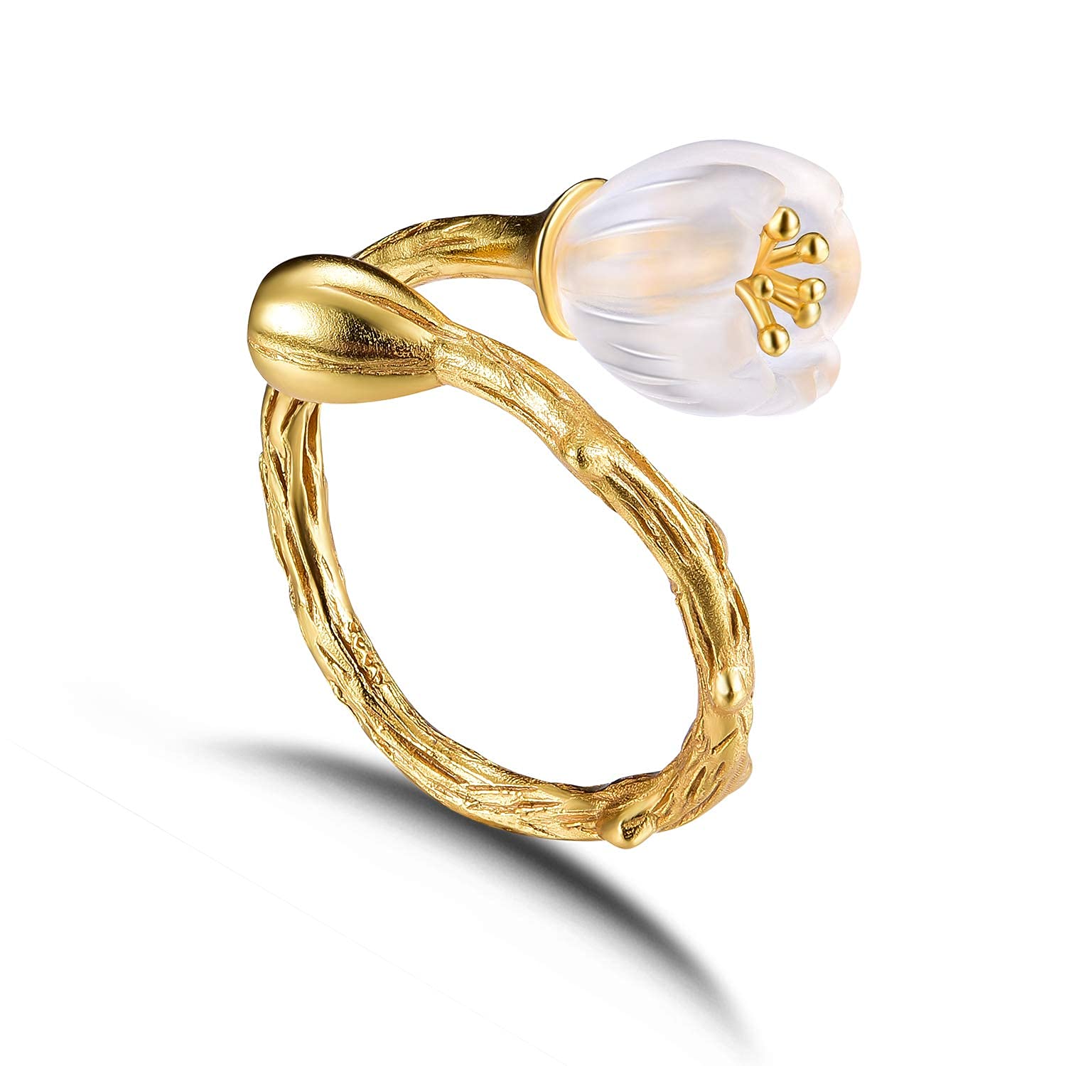 S925 Sterling Silber Ring Exquisite Gravur Blumenring Naturkristall handgefertigte Männer und Frauen einzigartige Accessoires