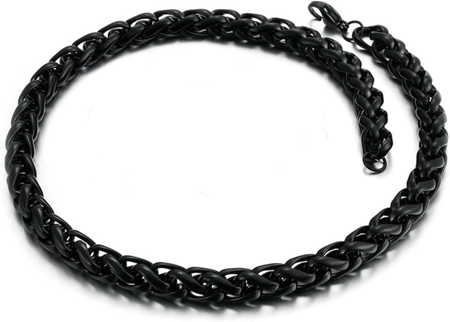 Beydodo Spiga Chain Necklace for Men 18-26 inch, Stainless Steel Necklace Chains 8-10mm Rapper Chain Necklace