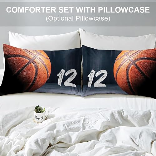 Miniatura 3 de Juego de edredón personalizado de baloncesto tamaño matrimonial para niños y adolescentes, juego de cama individual de microfibra ultra suave,
