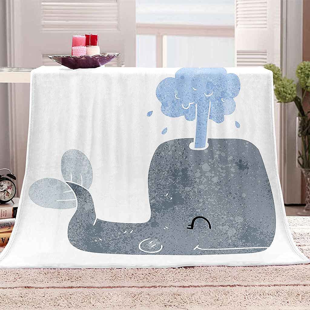 Couverture flanelle 130x150 éléphant dessin animé abstrait pour lit enfant et adulte