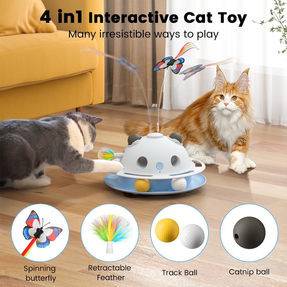VOSFEEL 4 in 1 Interactive Cat Toys for Indoor Cats Adult Smart Kitten Feather Toys with Catnip - Image 3