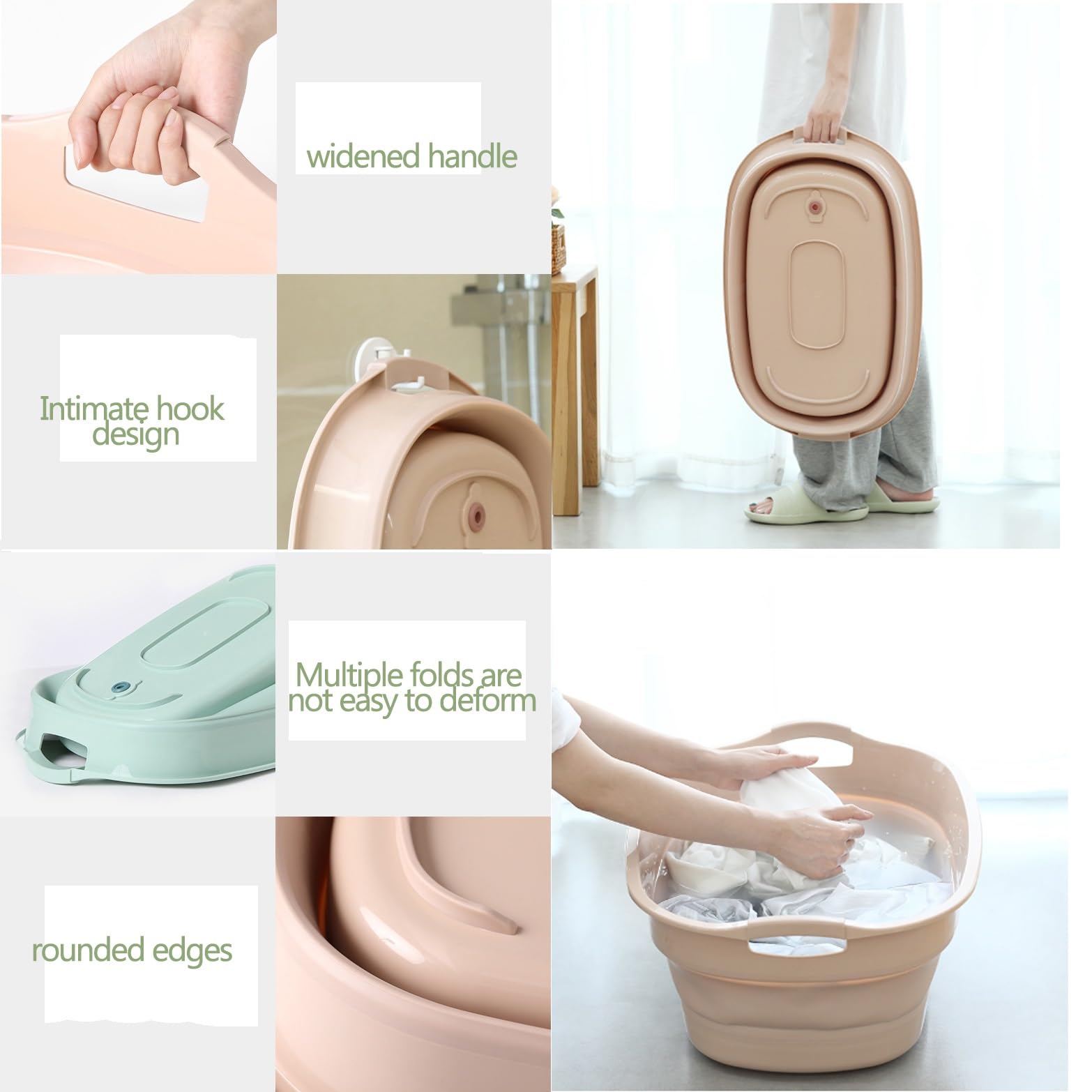 Fußbad Faltbare Fußbadewanne, Fußwanne Fussbad Tragbares Klappbares Fußbecken Reiseverdickte Multifunktionale Fußbadewanne Fußbadewanne Mit Griffen Faltbare Wanne Für Wäsche ( Color : Green , Size : 2